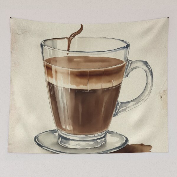 Item preview, Vintage Watercolour Coffee Glass Painting designed and sold by RossWilson12.