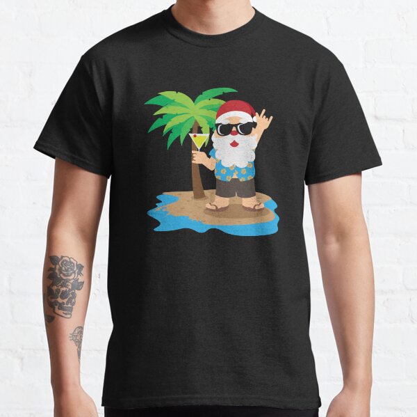 Santa Hawaiian Christmas In July Summer Cocktail Classic T-Shirt