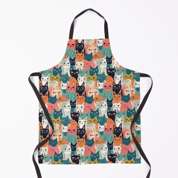 Artikelvorschau, Retro-Katzenmuster der 1950er Jahre | Lebendige Grüntöne, Schwarz, Rosa, Orange | Niedlich und farbenfroh entworfen und verkauft von Retro-ArtDeco.