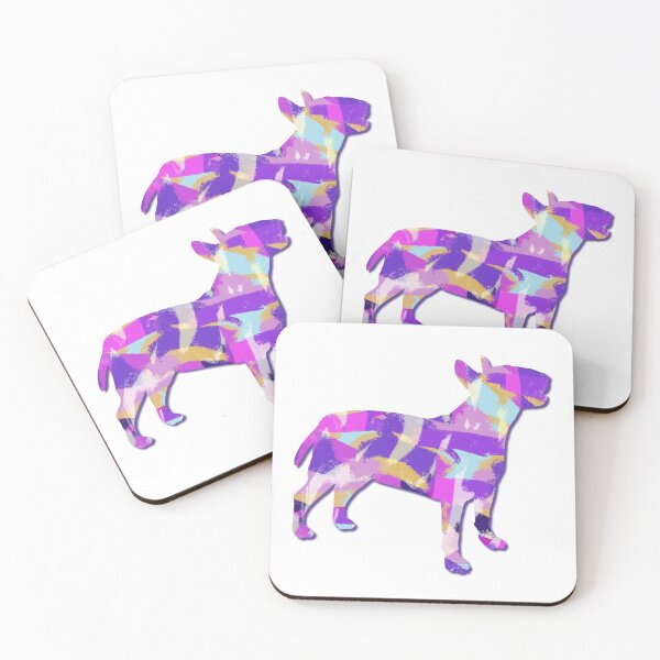 Item preview, Bull Terrier English Dog Silhouette Purple Pink Yellow Blue Design designed and sold by AMSonArt.