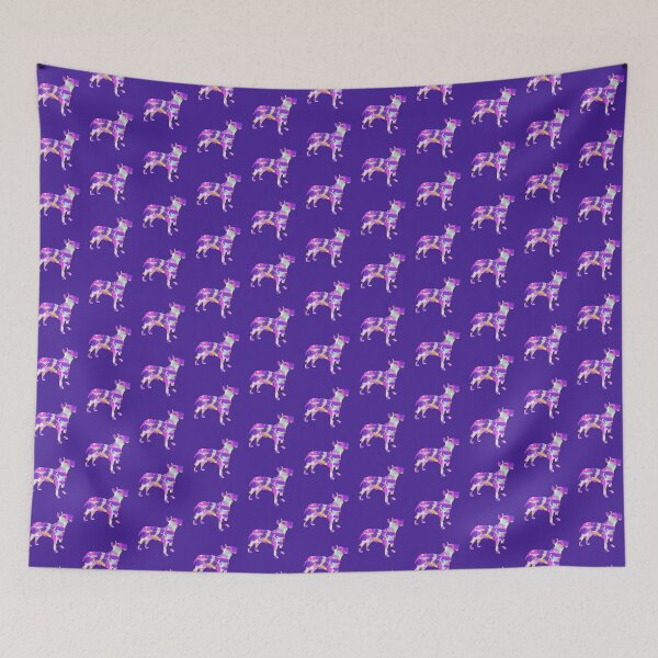 Item preview, Bull Terrier English Dog Silhouette Purple Pink Yellow Blue Design designed and sold by AMSonArt.