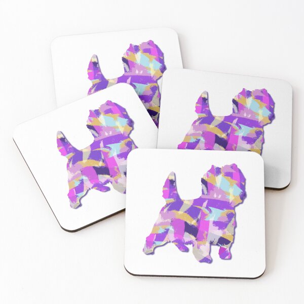 Item preview, Cairn Terrier Dog Silhouette Purple Pink Yellow Blue Design designed and sold by AMSonArt.