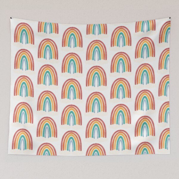 Item preview, White Outlines Watercolor Rainbow in the Clouds designed and sold by So70s.
