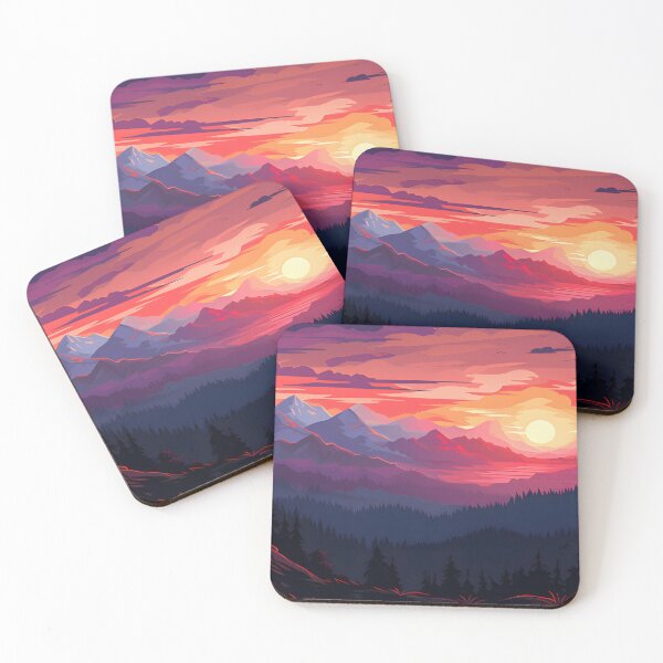 Item preview, Ethereal Serenity: A Captivating Sunset with Mountains  designed and sold by samuelpinzon.
