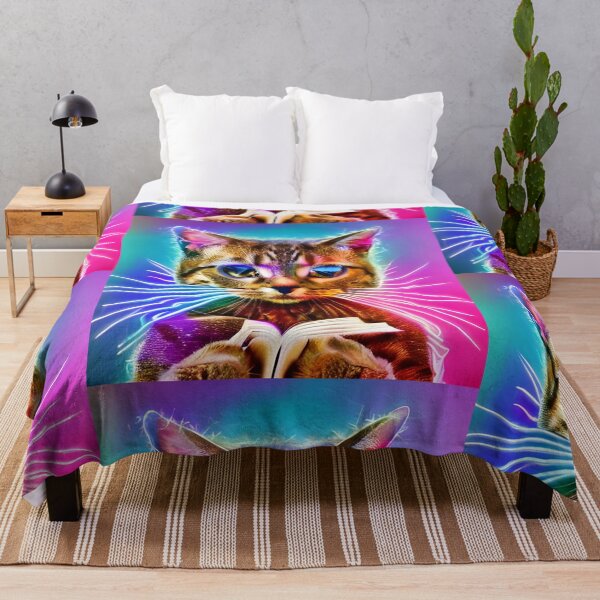 Item preview, Litty the Kitty Mystical Neon Cat Reading designed and sold by RTMDCreative.