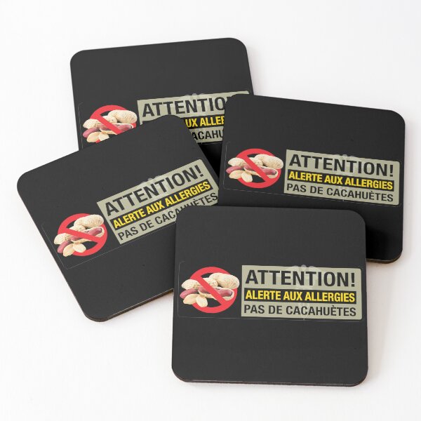 Item preview, French: "Attention!/Alerte aux allergies/Pas de cacahuètes"  designed and sold by WhiteShirtGuy.