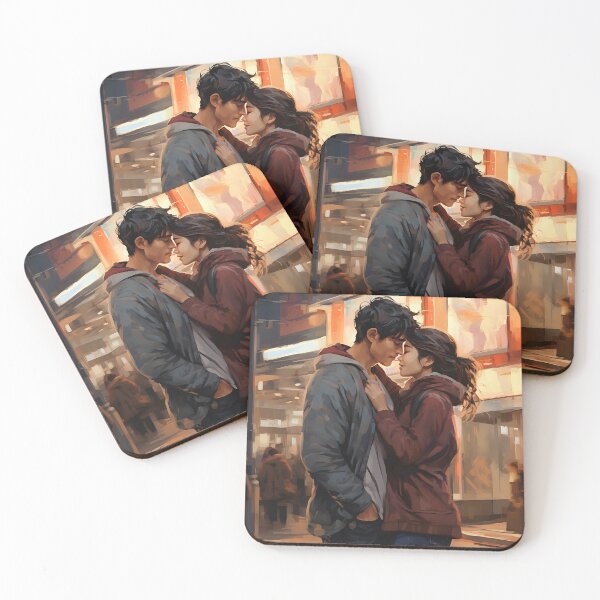 Item preview, Romantic Encounter in Seoul's Bustling Street: Korean Drama Inspired Art with Expressions of Surprise and Romance. designed and sold by InsaneLEDP.