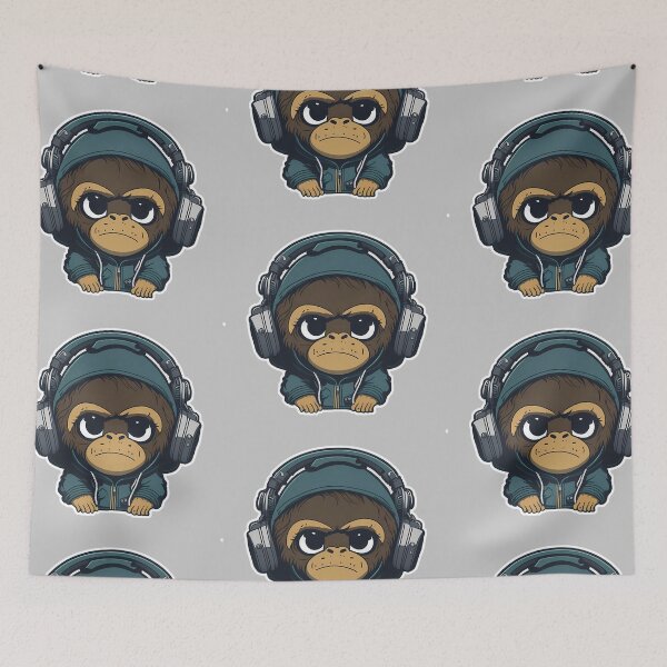 Item preview, Cute little Gorilla with headphones designed and sold by Alpataco.