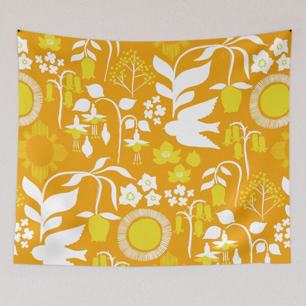 Item preview, Under the Sun {Marigold} Birds and Flowers - large designed and sold by Cecilia Mok.