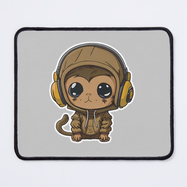 Item preview, Cute little Monkey with headphones designed and sold by Alpataco.
