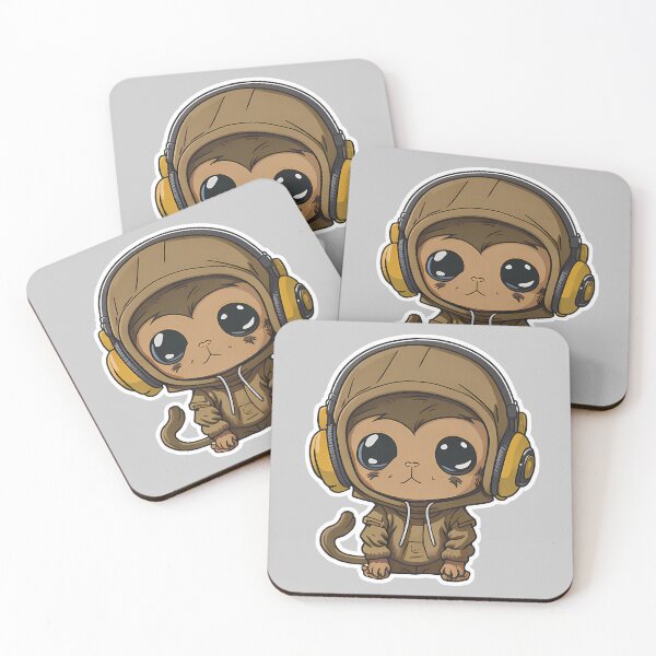 Item preview, Cute little Monkey with headphones designed and sold by Alpataco.