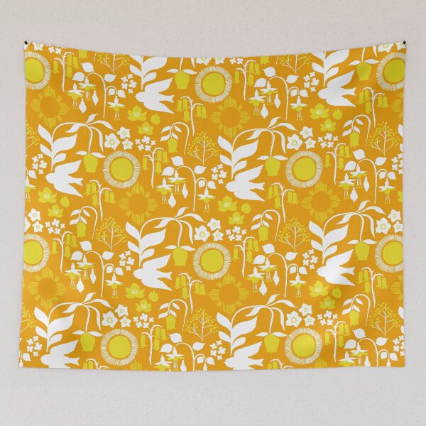 Item preview, Under the Sun {Marigold} Birds and Flowers - medium designed and sold by Cecilia Mok.