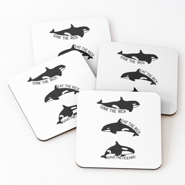 Item preview, orca stickers set of 3 (sink the rich, eat the rich, save the oceans) designed and sold by Creationsbykim4.