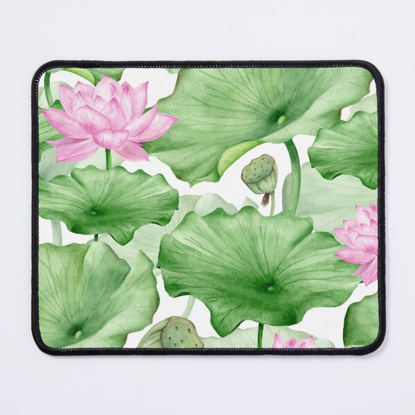 Item preview, Watercolor Pink Lotus Flowers with Leaves designed and sold by silviaol.