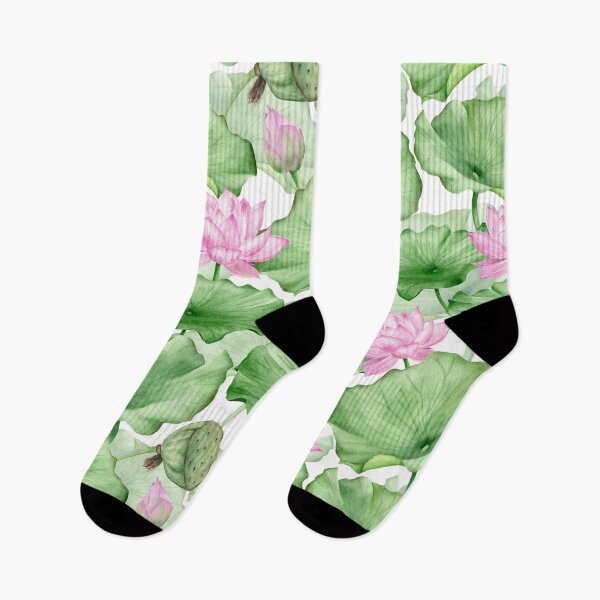 Item preview, Watercolor Pink Lotus Flowers with Leaves  designed and sold by silviaol.