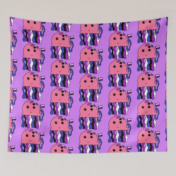 Item preview, Genderfluid flag jellyfish designed and sold by bookwoof.