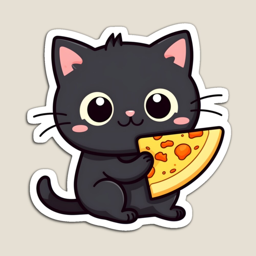 Kawaii Cat Eating a Slice of Strawberry Cake  Sticker for Sale by  Sereneluna