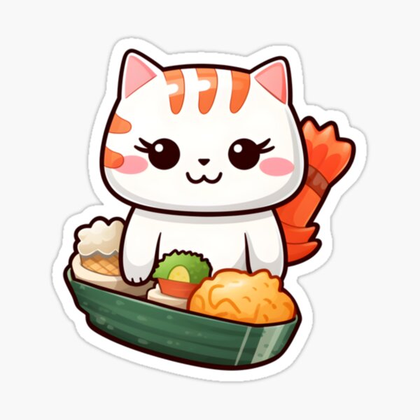 Kawaii Cat Eating a Slice of Strawberry Cake  Sticker for Sale by  Sereneluna