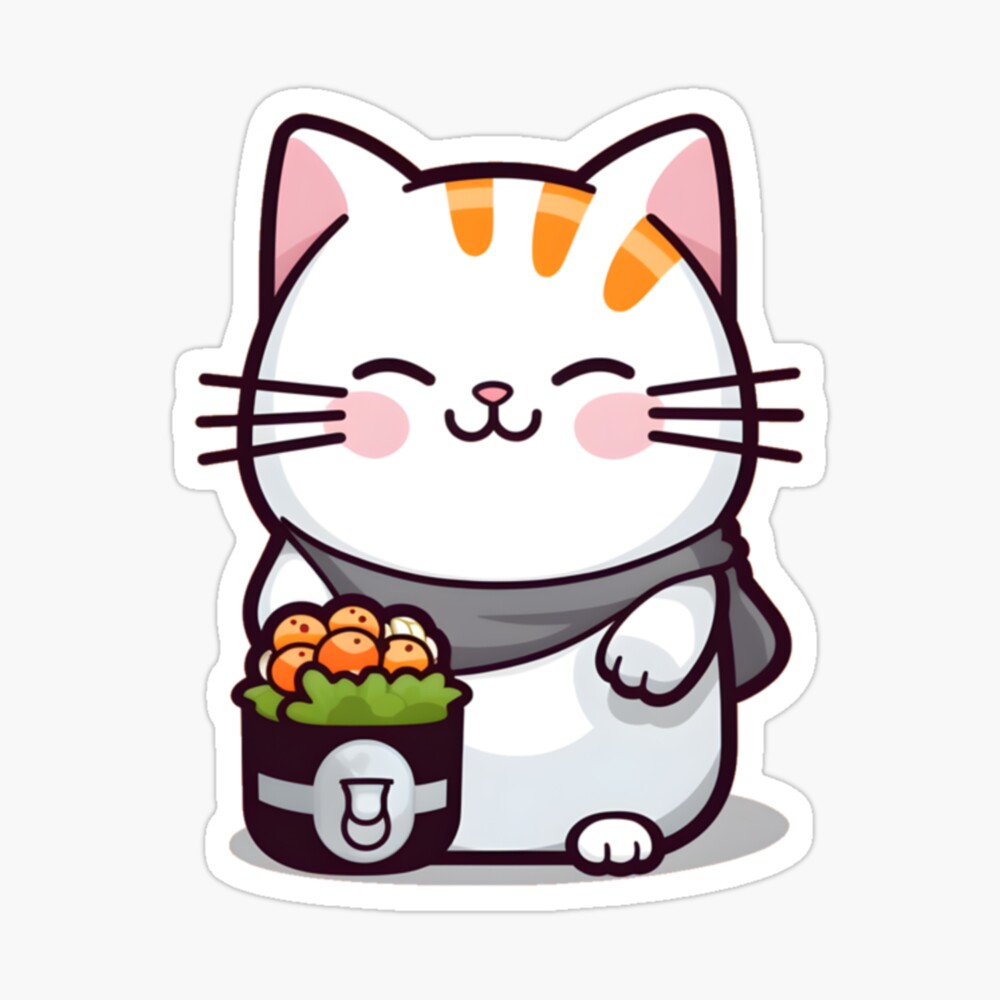 Kawaii Cat Eating a Slice of Strawberry Cake  Sticker for Sale by  Sereneluna