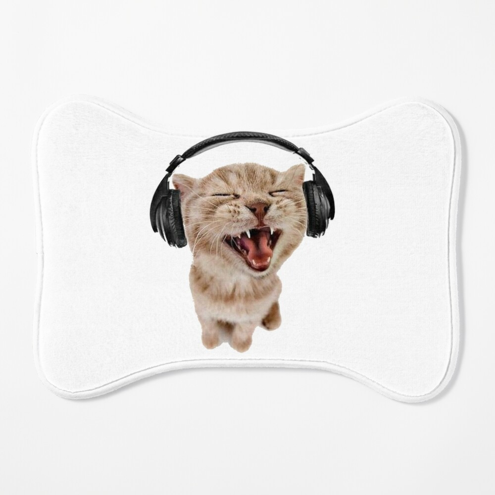 kitten with headphones