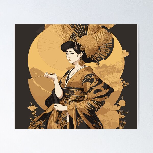 Item preview, Whispers of the Enigmatic Geisha: A Golden Symphony designed and sold by AFUNARTZ.