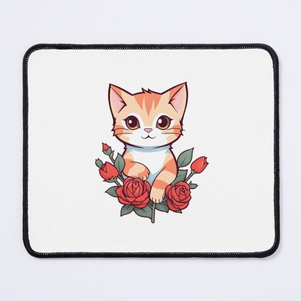 Cute cat with flowers, pet, floral stickers, cat stickers Sticker by  Dgitart