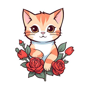 Kawaii Cat Eating a Slice of Strawberry Cake  Sticker for Sale by  Sereneluna