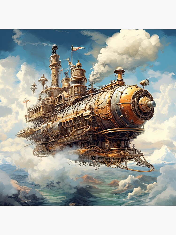 Artwork view, Steampunk Airship - Skies of Steam designed and sold by Garret Bohl