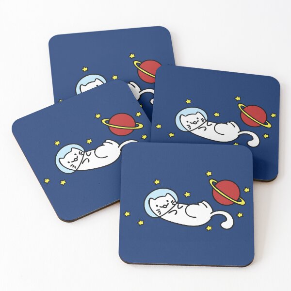Item preview, Cat space traveler floating through space designed and sold by ToadsWorkshop.