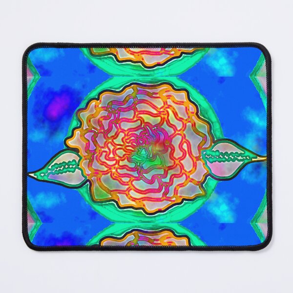 Item preview, Red Rose Green Aura Hand Drawn Folk Artwork designed and sold by Earth Nature Creations.