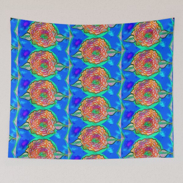 Item preview, Red Rose Green Aura Hand Drawn Folk Artwork designed and sold by Earth Nature Creations.