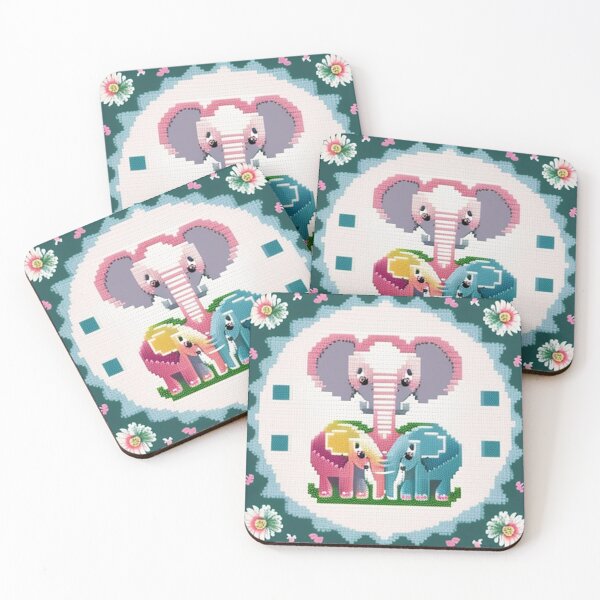 Item preview, Colorful elephants cross stitch  designed and sold by Roxburylane.