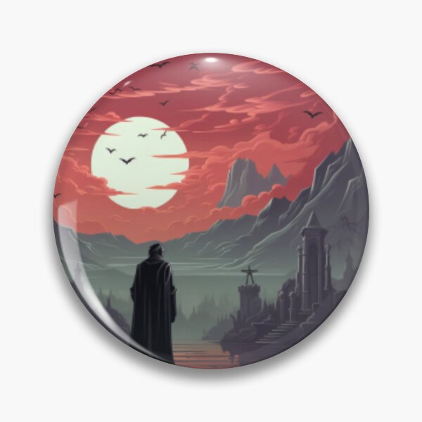 Artikelvorschau, Die Majestät der surrealen Landschaft Siebenbürgens mit dem imposanten Schloss des Grafen Dracula am Horizont entworfen und verkauft von RetroRevivals.