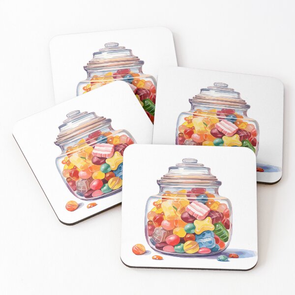 Item preview,  Watercolor Candy Jar Illustration | A Charming Jar Filled with Colorful Candies designed and sold by PaletPatisserie.