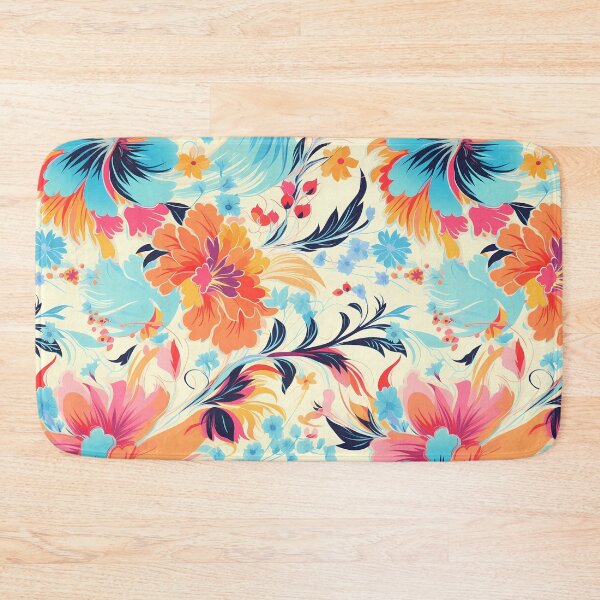 Item preview, Flower Pattern 11, illustrated vibrant beautiful wild flowers, orange, blue, purple, pink, brightly colored flora and nature. designed and sold by FoxRobinRabbit.