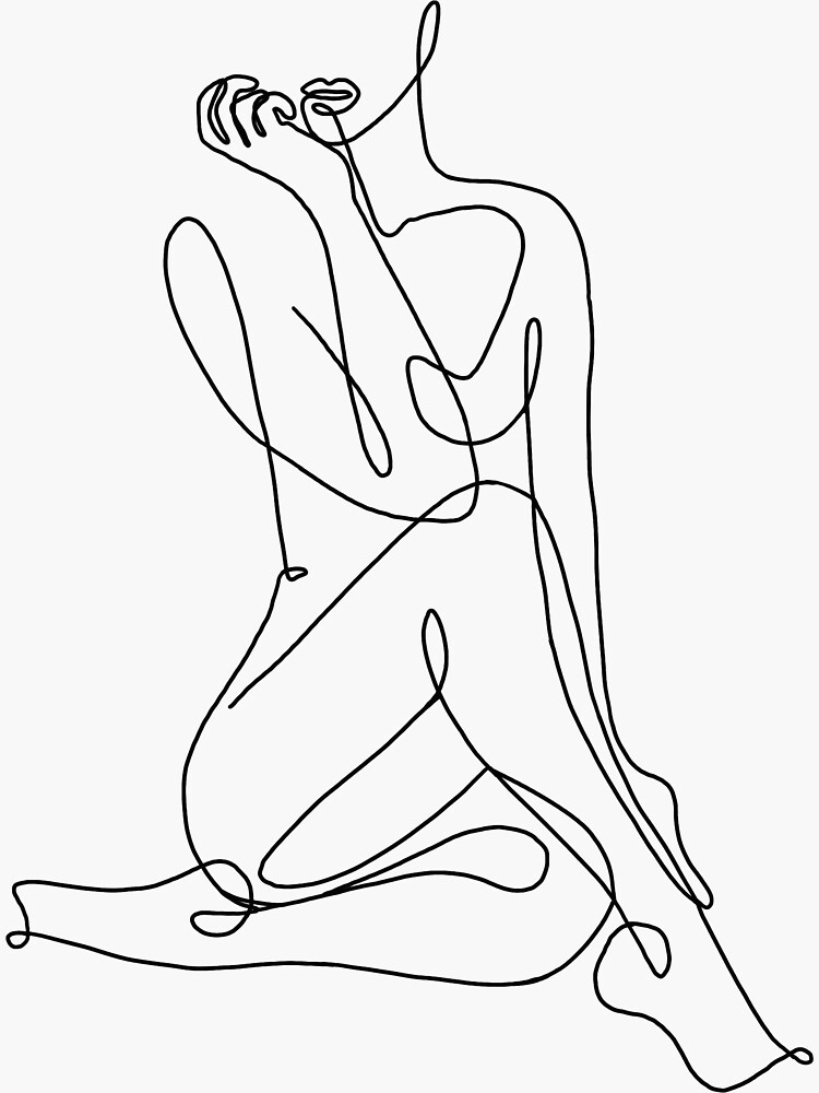 Thumbnail 3 of 3, Sticker, Dainty Woman Body Linework designed and sold by isabellap317.