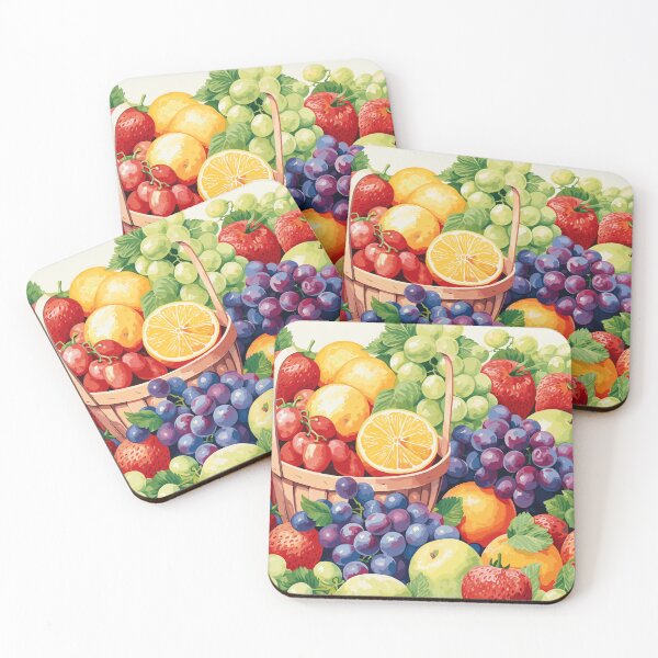 Item preview, Watercolor Fruit Basket Pattern designed and sold by PaletPatisserie.