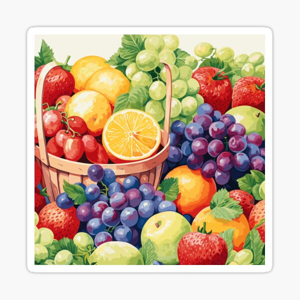 Item preview, Watercolor Fruit Basket Pattern designed and sold by PaletPatisserie.