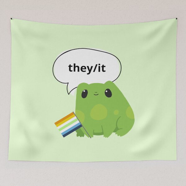 Item preview, Frog AroAce Agender Pronouns They/It Pronoun designed and sold by Furia LGBTQ+ Accessories.