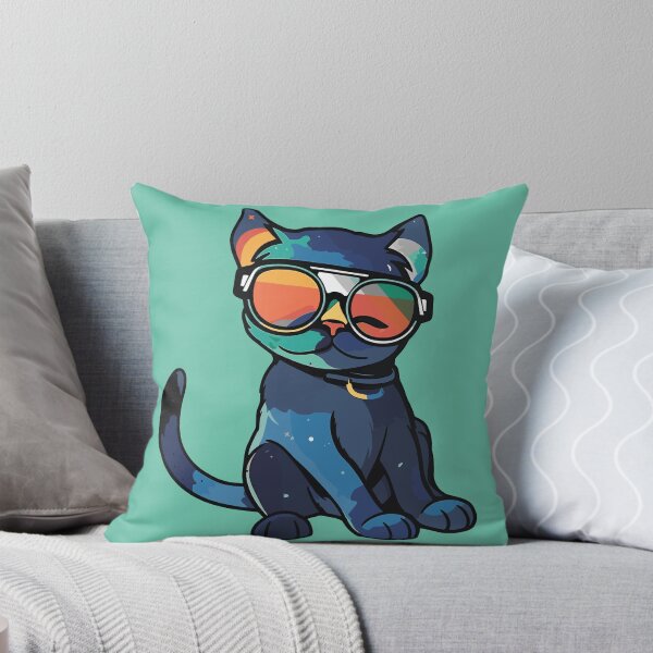 Item preview, Futuristic Multicolor Cats #33 night cat designed and sold by SOVISART.