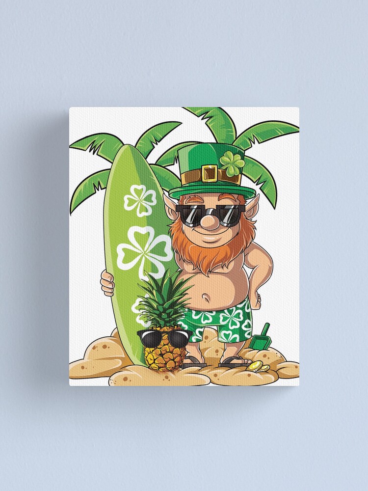 Leprechaun Hawaiian Surfing T Shirt St Patricks Day Hawaii | Art Print