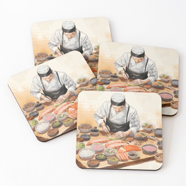 Item preview, Watercolor Sushi Pattern | A Traditional Japanese Scene designed and sold by PaletPatisserie.
