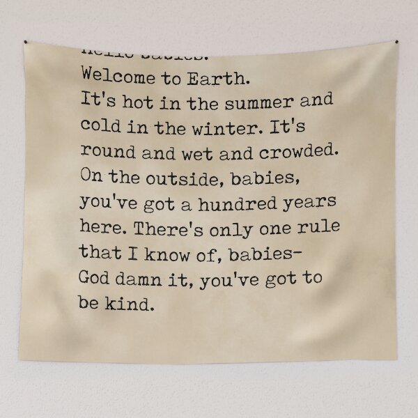 Item preview, Hello babies, Welcome to Earth - Kurt Vonnegut Quote - Literature - Typewriter Print - Vintage designed and sold by Studio Grafiikka.