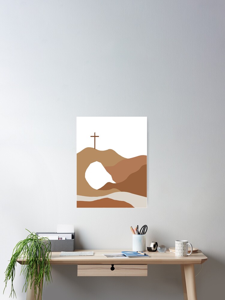 Thumbnail 2 of 3, Poster, Jesus Empty Tomb Aesthetic Neutrals designed and sold by isabellap317.