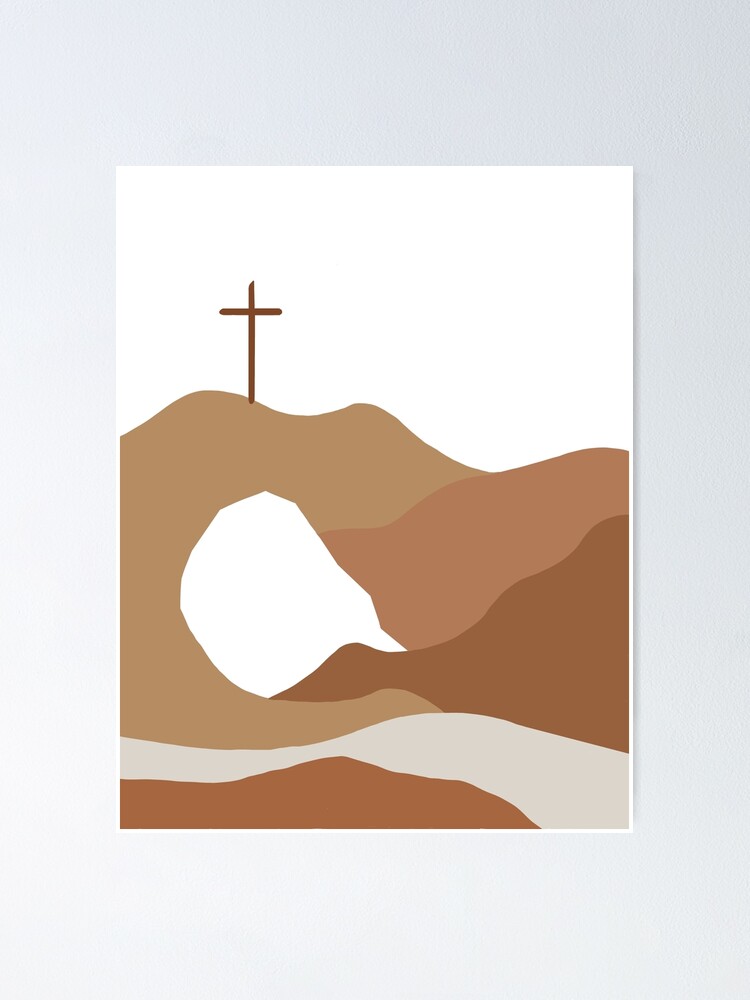 Thumbnail 1 of 3, Poster, Jesus Empty Tomb Aesthetic Neutrals designed and sold by isabellap317.