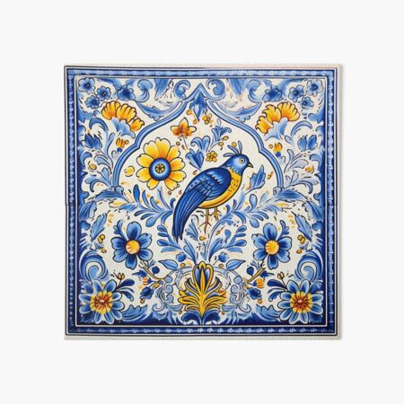 Artikel-Vorschau von Azulejos Azulejo Lissabon Portugal Gelb Blauer Vogel Kunstdruck, designt und verkauft von regiaart.