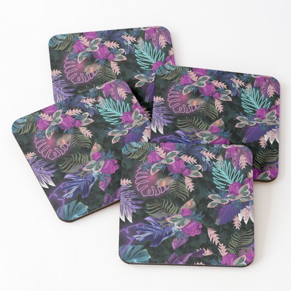 Item preview, Tropigoth Tropical Floral and Neon on Black designed and sold by unicornusrex.