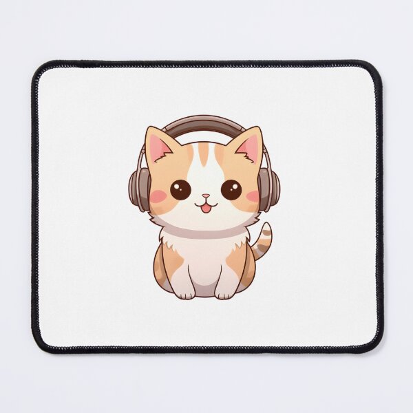 Item preview, Kawaii Cat Wearing Headphones  designed and sold by Sereneluna.