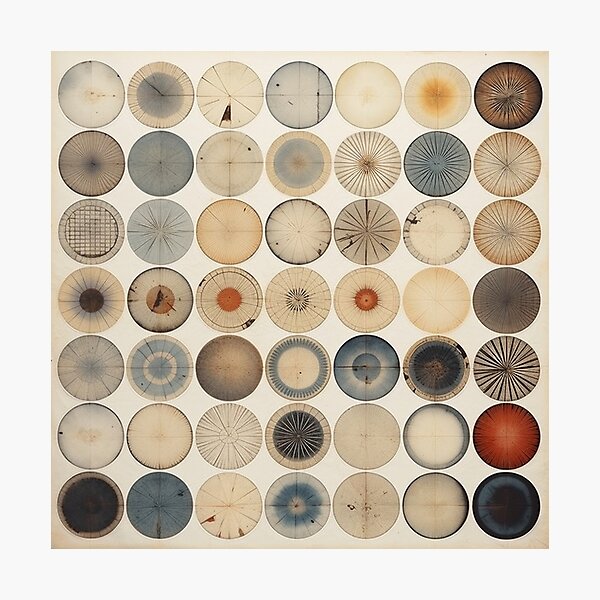 Item preview, Lignin Circles in Grid Brown Grey Salmon Beauty Braintree Sweet Blue Tintype designed and sold by senselessgeek.
