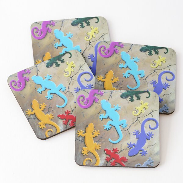 Item preview, Colorful lizards climb on a wall, motif 2 designed and sold by Sandra  Steinke.